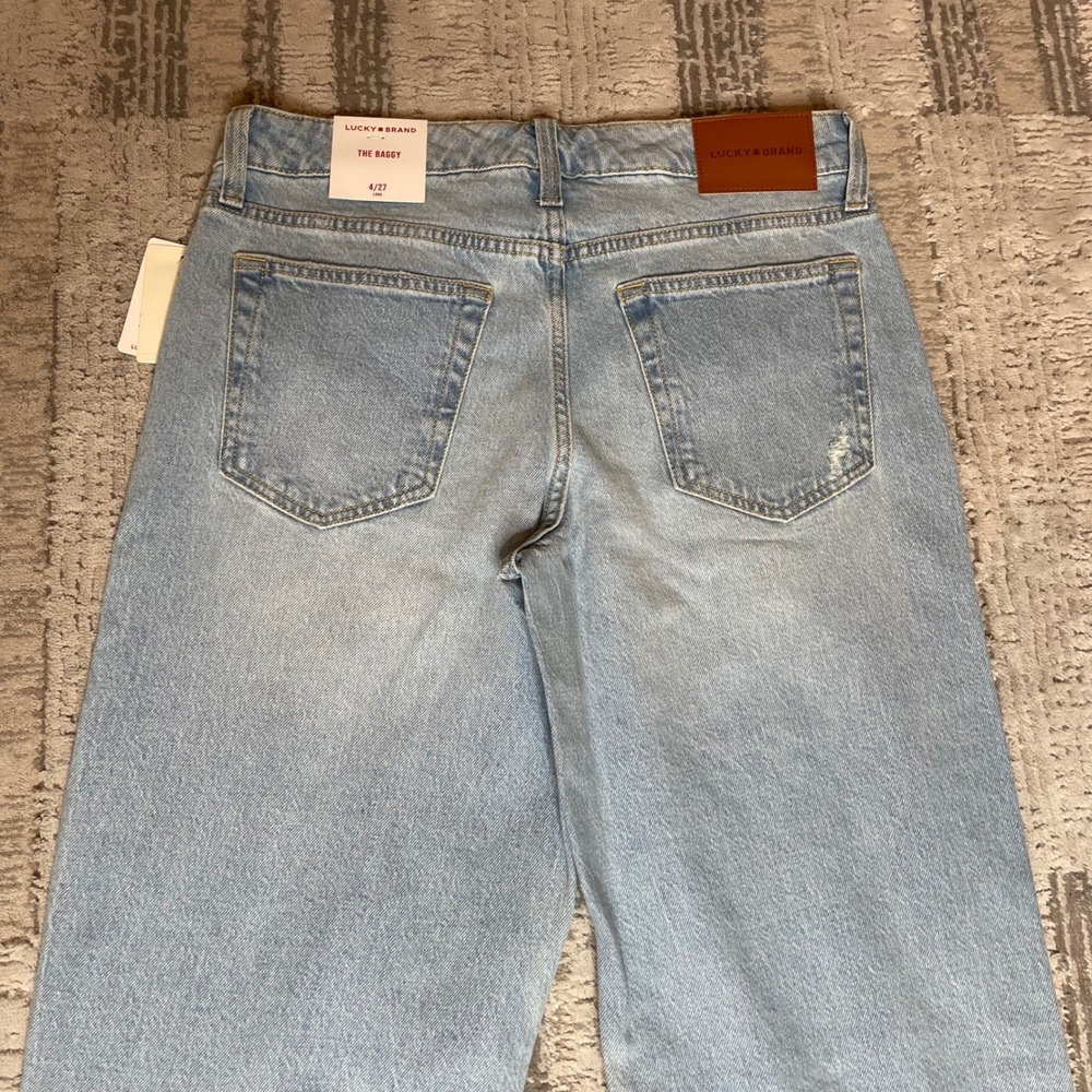 NEW Lucky Brand The Baggy Distressed Wide Leg Comfort Stretch Jeans Womens 4/27L - Picture 6 of 13